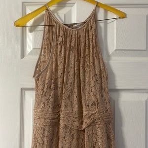 Adrianna Papell full length blush lace dress